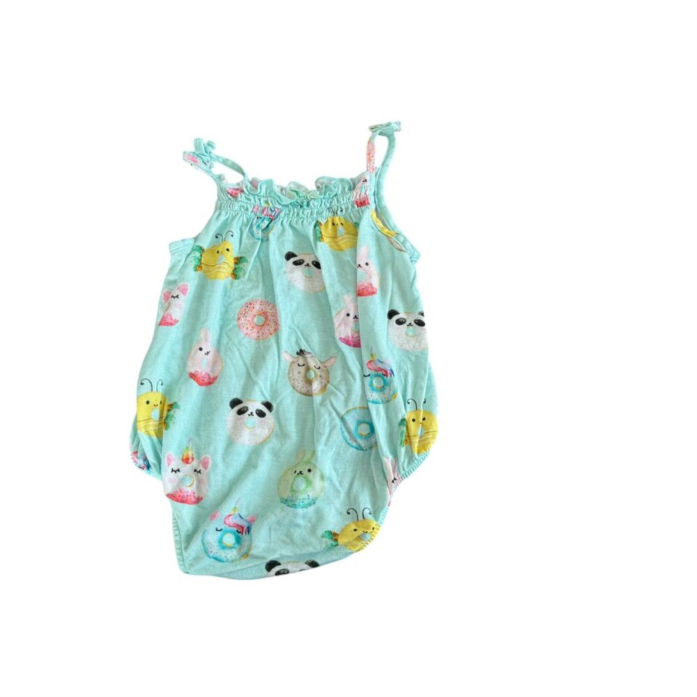 Posh Peanut Donuts Bamboo Spaghetti Strap Bubble Romper 3-6 Months VGUC - Picture 2 of 2